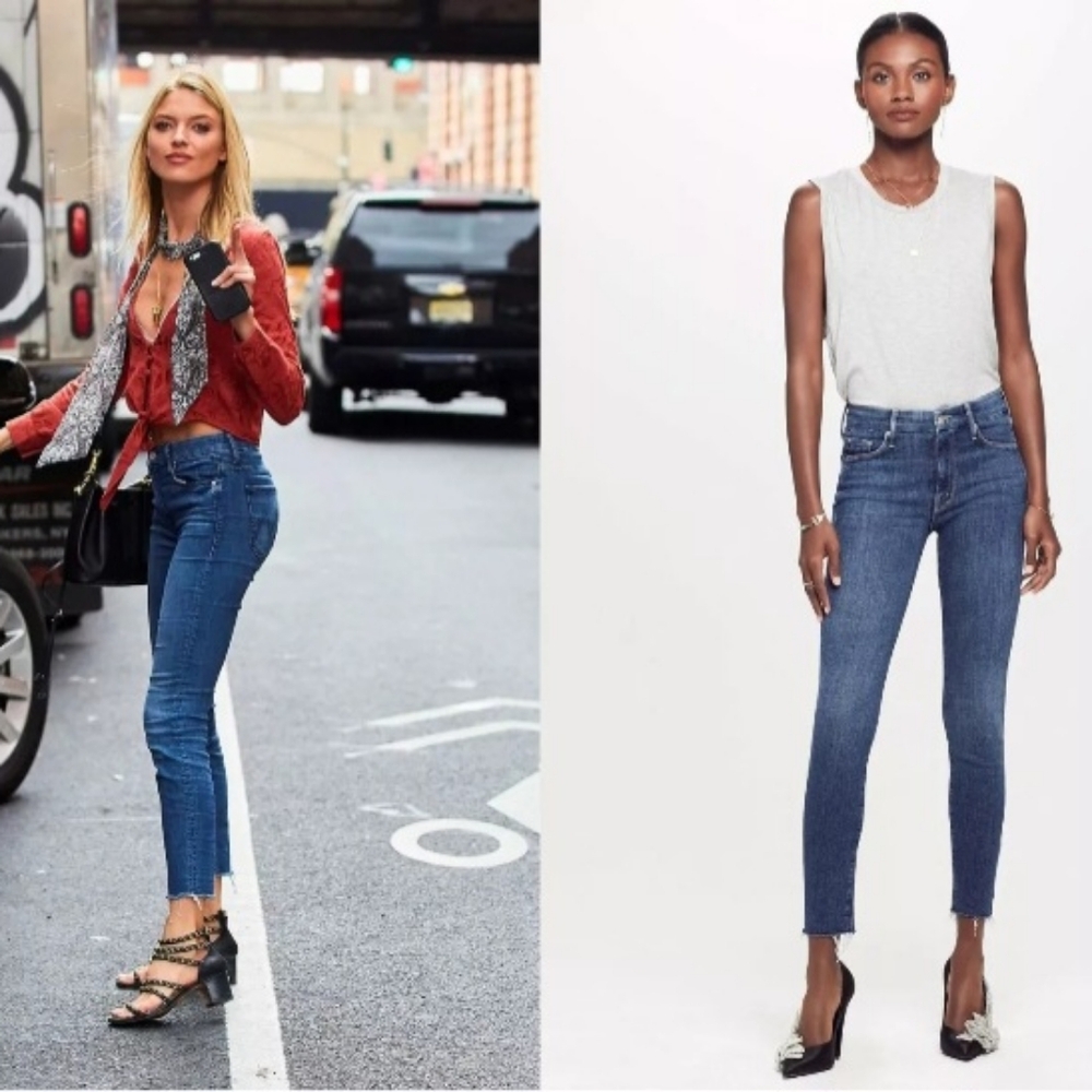 Mother Denim Looker Ankle Fray Skinny Jean Size 26 Girl Crush